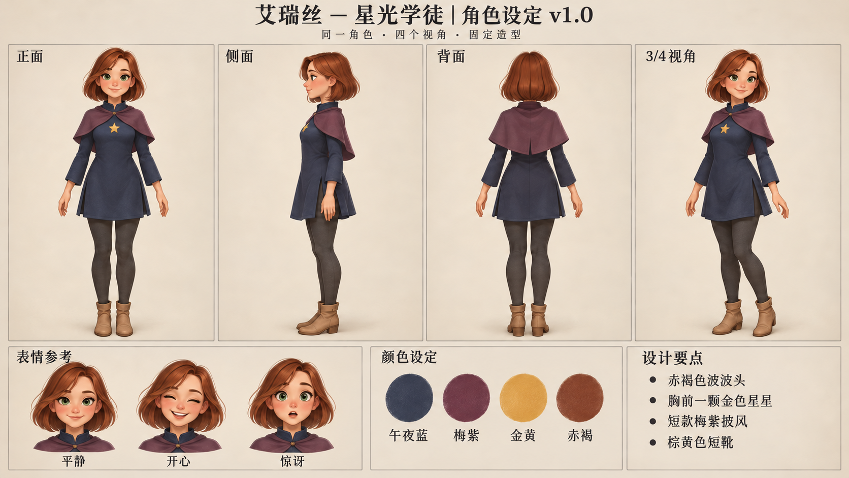 艾瑞丝 — 星光学徒 — four views and expressions