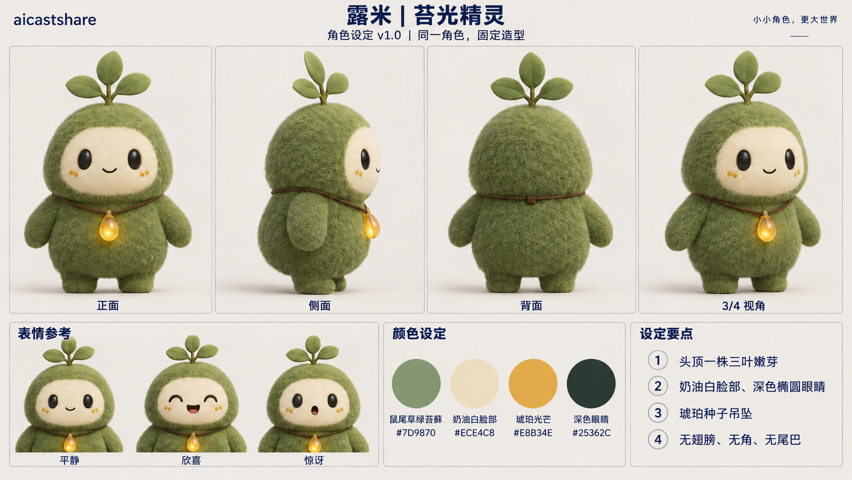 露米 — 苔光精灵 — four views and expressions