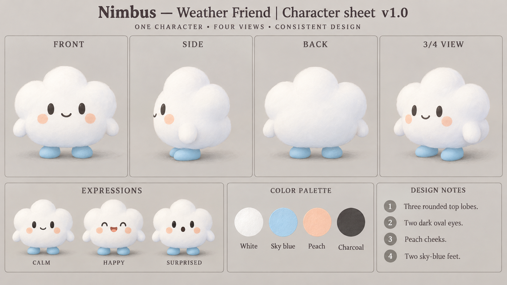 Nimbus — Weather Friend — four views and expressions