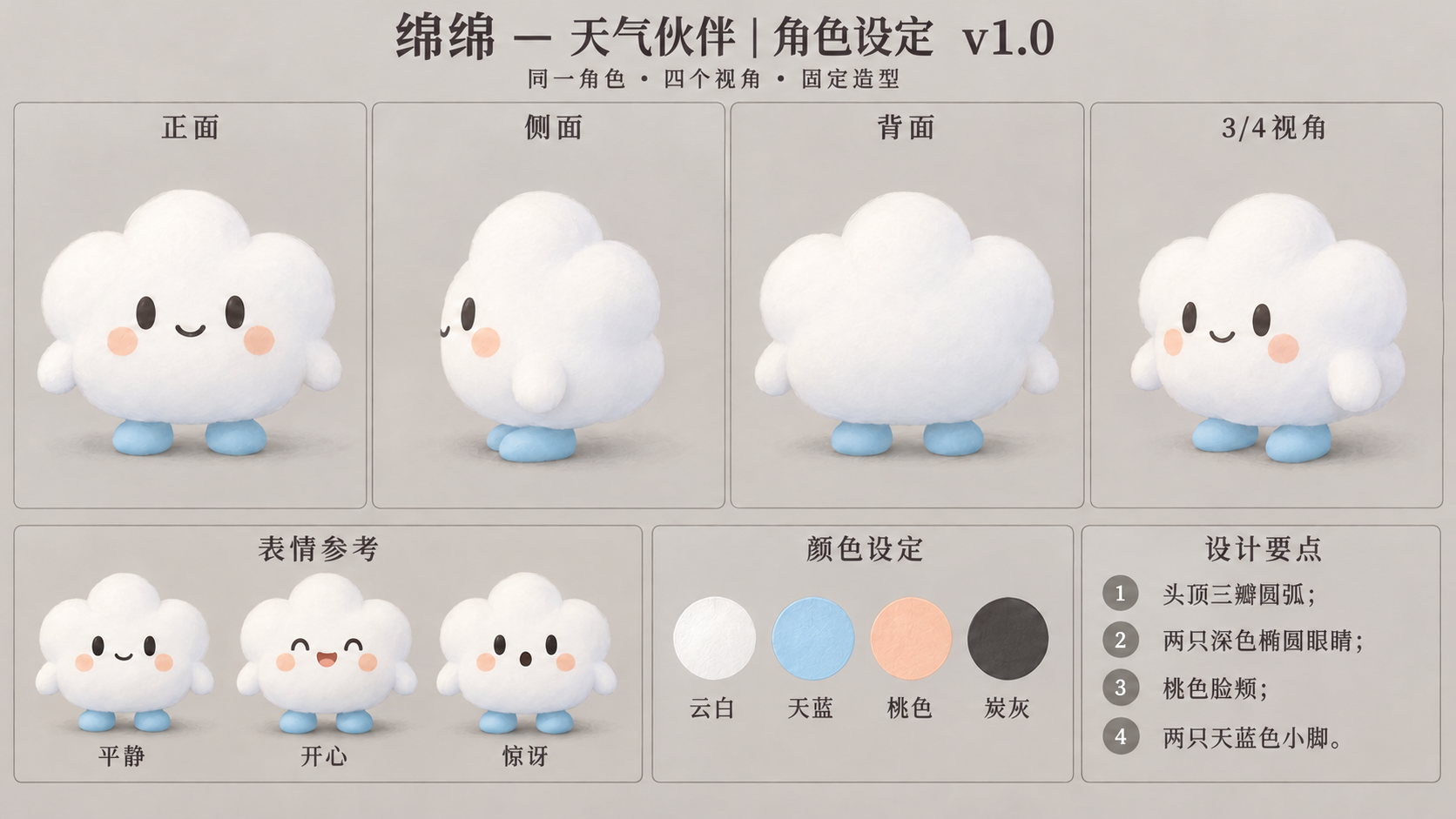 绵绵 — 天气伙伴 — four views and expressions