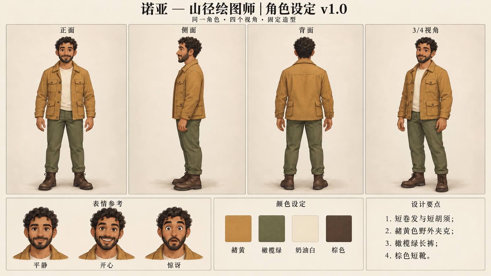 诺亚 — 山径绘图师 — four views and expressions