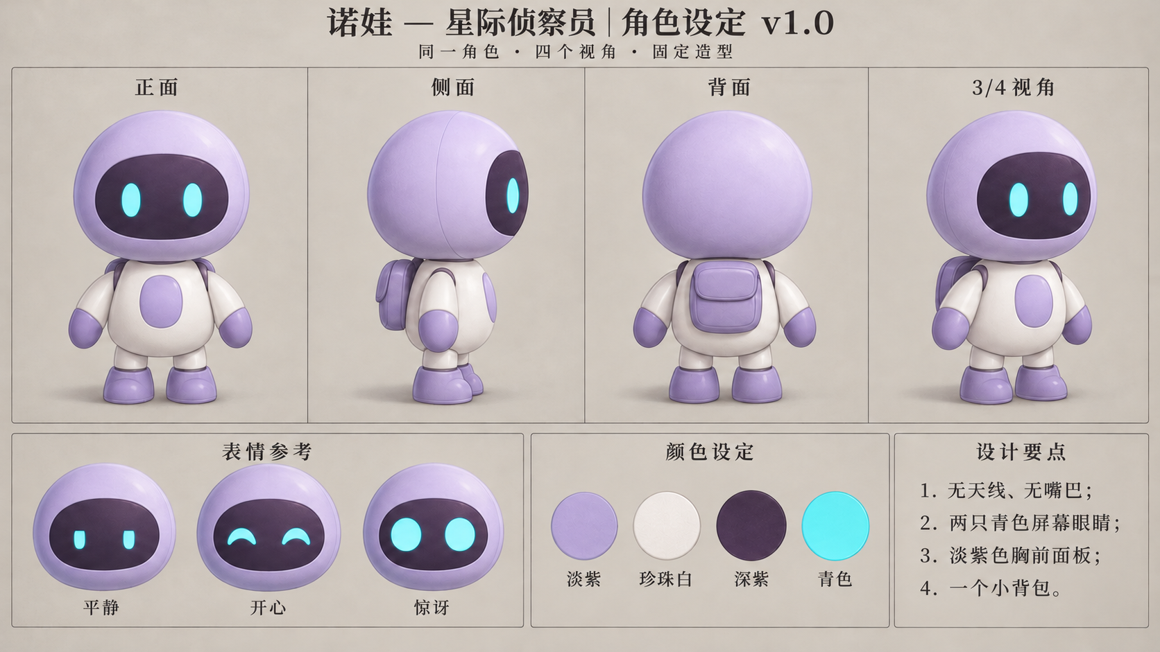 诺娃 — 星际侦察员 — four views and expressions